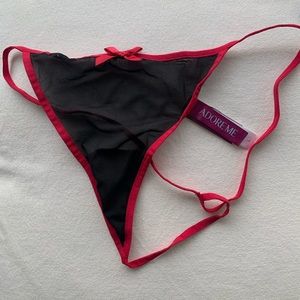Mesh Satin Trim Unlined G-String Panties Thongs